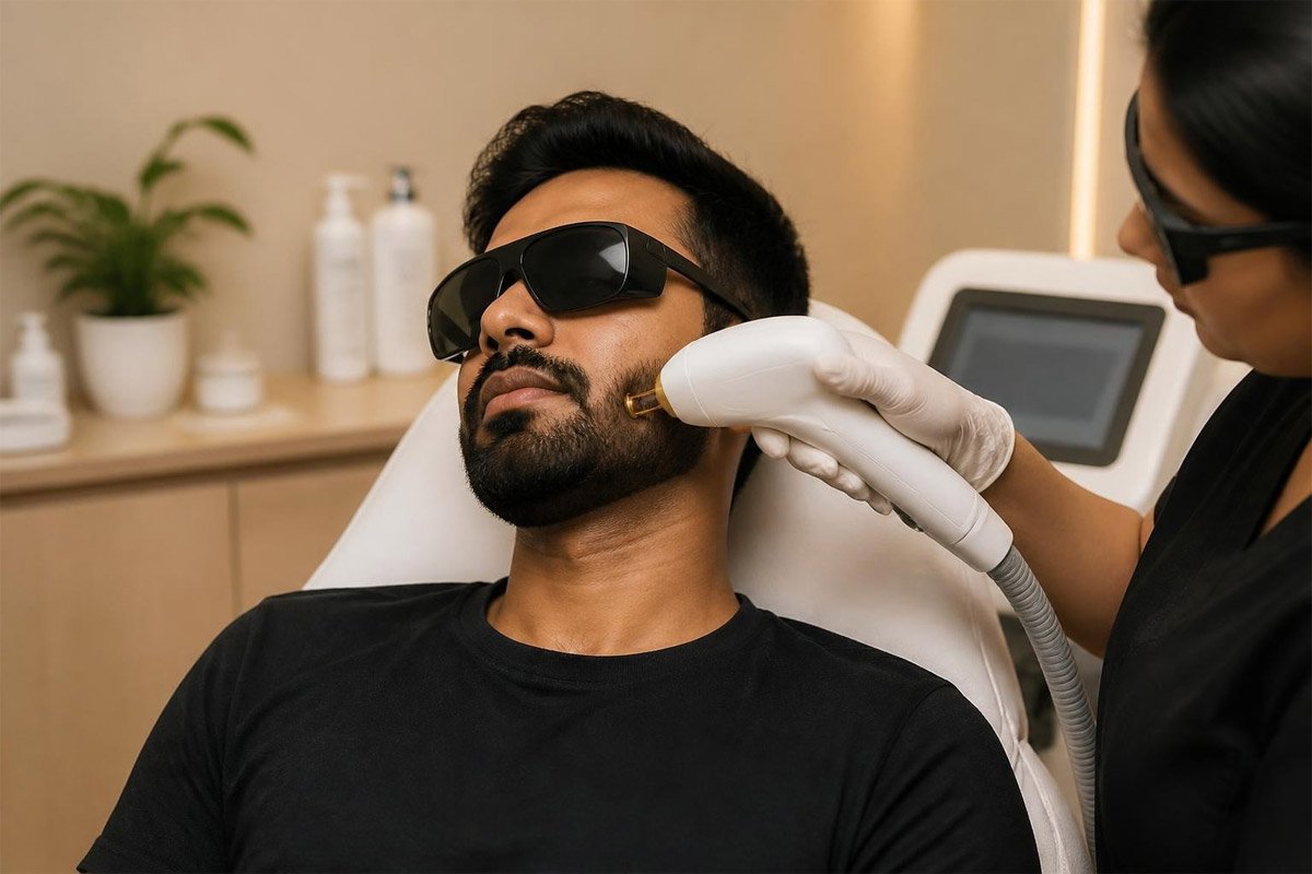 Laser beard shaping for men