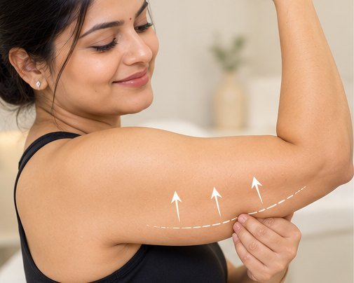 Exilis skin tightening for loose upper arms