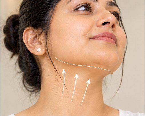 Exilis treatment for double chin and neck skin tightening