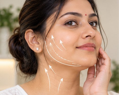 Exilis skin tightening on the face and jawline