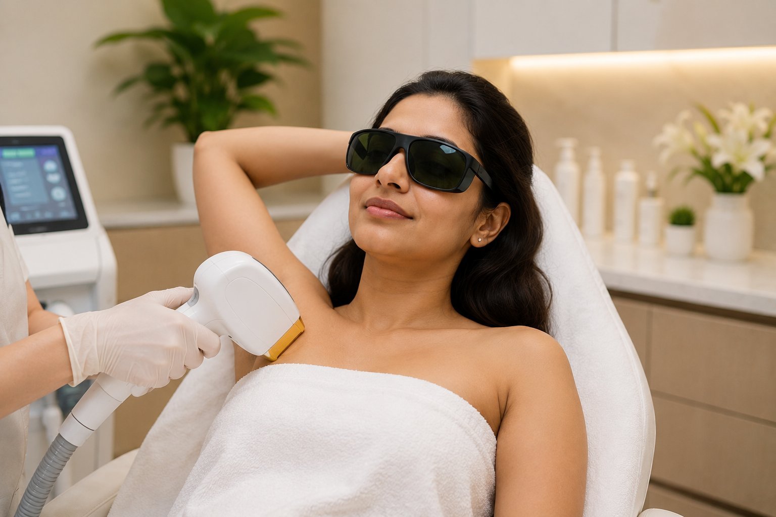 Laser hair removal procedure at Derma Wellness & Aesthetic Clinic, Ahmedabad