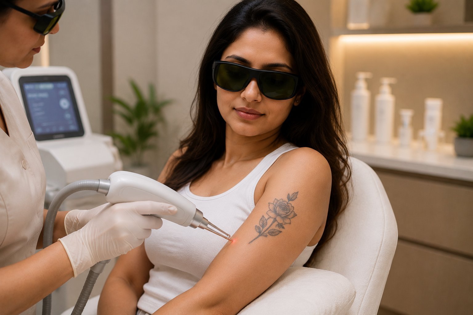 Laser tattoo removal session at Derma Wellness & Aesthetic Clinic